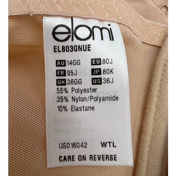 ELOMI Caitlyn 36J Full Coverage Side Support Underwire Bra Style 8030 Nude - Picture 4 of 10